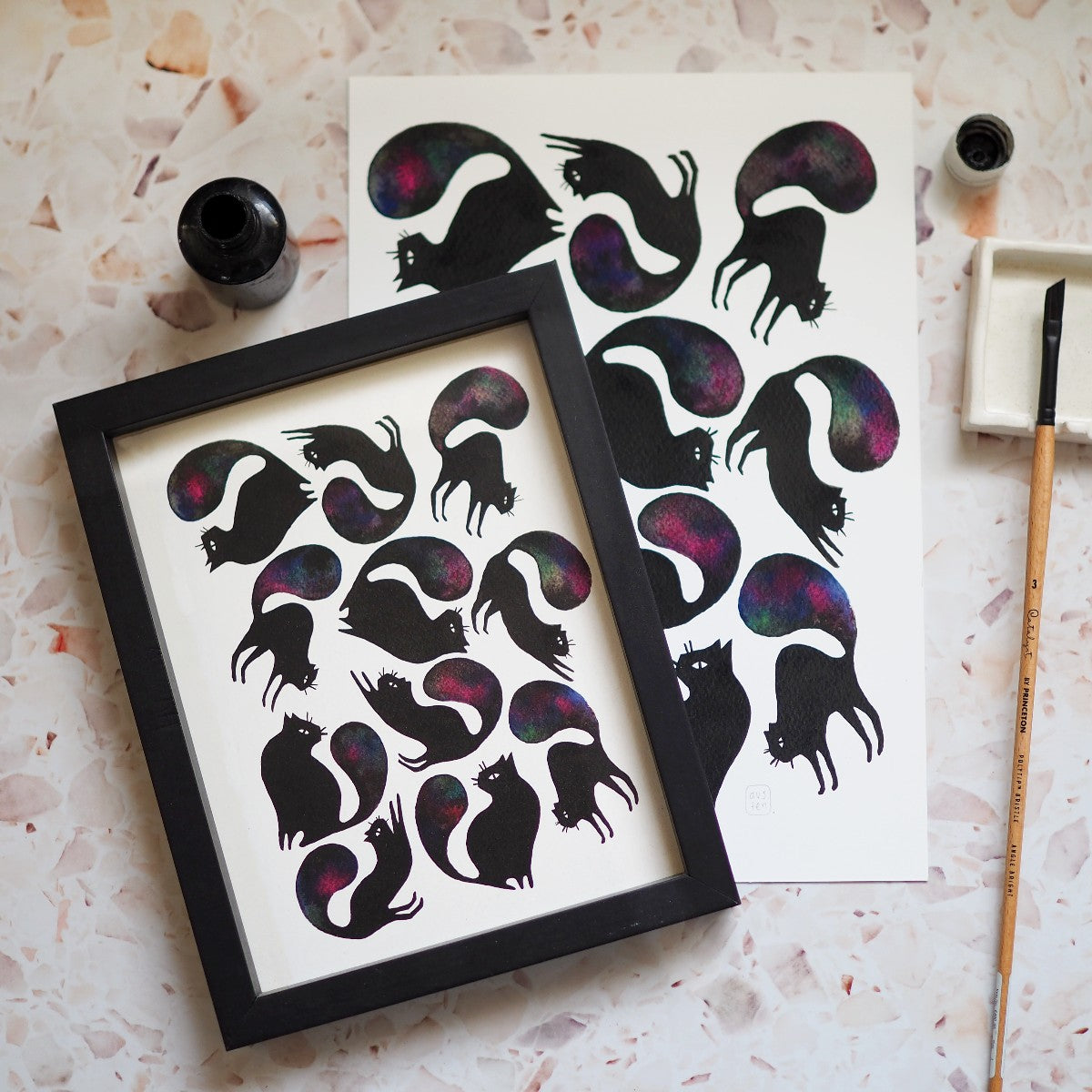 Inky Kitties - Art Print
