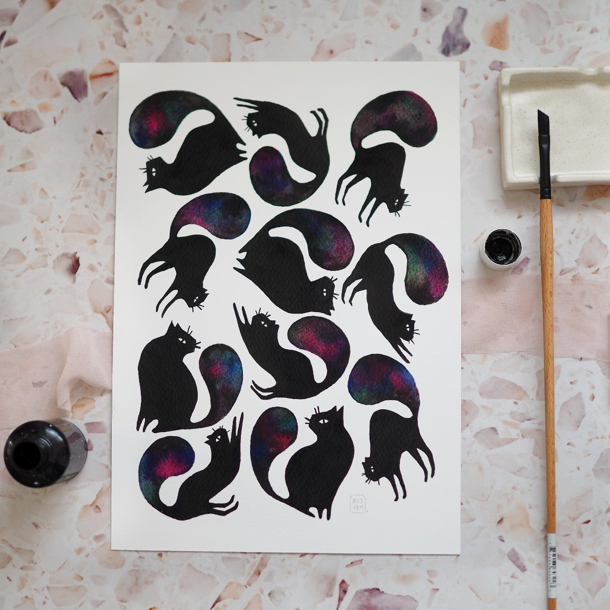 Inky Kitties - Art Print