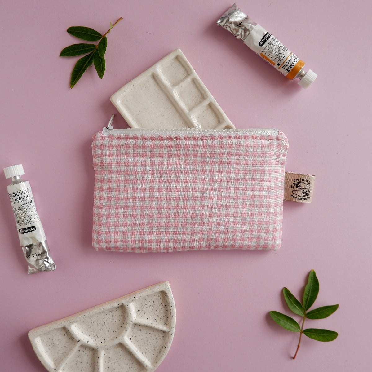 Padded Pouches - Pink Checks